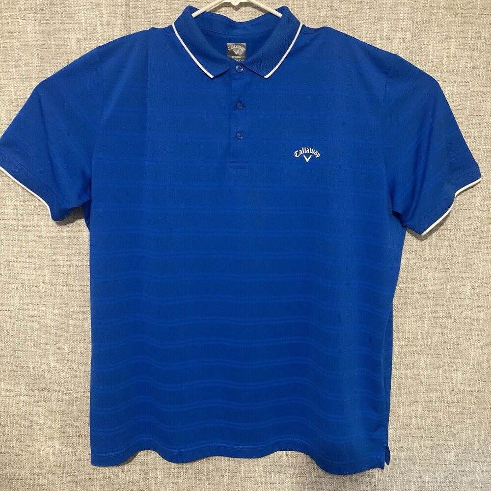 Callaway Polo Shirt Men's 2XL XXL Blue Golf Performance Opti-Dri Vented